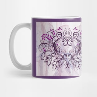 Purple Leaf Heart on Abstract Background Mug